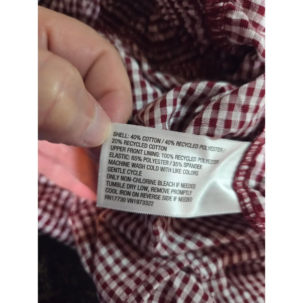 Wild Fable Maroon Gingham Smocked Tie Front Ruffle Mini Dress Small NWT